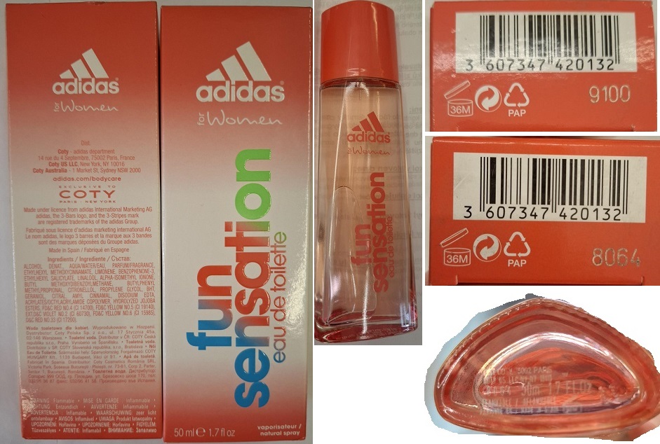 Adidas, for Women, fun sensation, eau de toilette číslo šarže/ sp. do: 8064, 9100