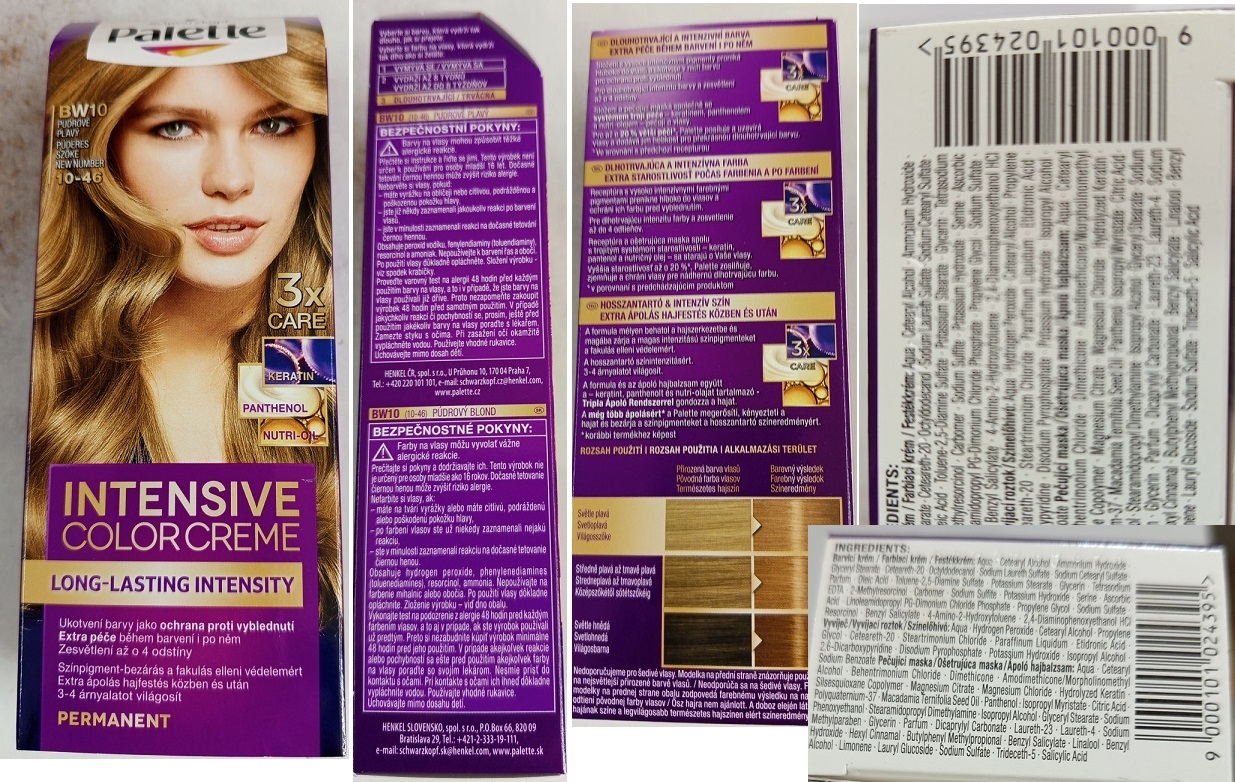 Schwarzkopf, Palette, INTENSIVE COLOR CREME, LONG-LASTING INTENSITY, BW10 PUDROVĚ PLAVÝ 10-46, 3x CARE