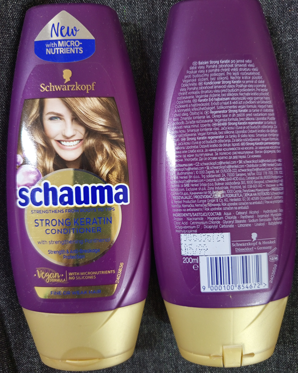 Schwarzkopf Schauma, STRONG KERATIN CONDITIONER číslo šarže/ sp. do: 2403836, 2403659