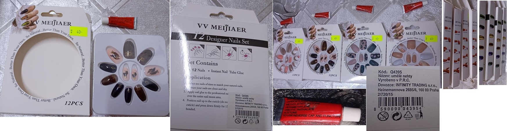 VV MEIJIAER, 12 Designer Nails Set číslo šarže/ sp. do: Q4395, 2/720/15, umělé nehty