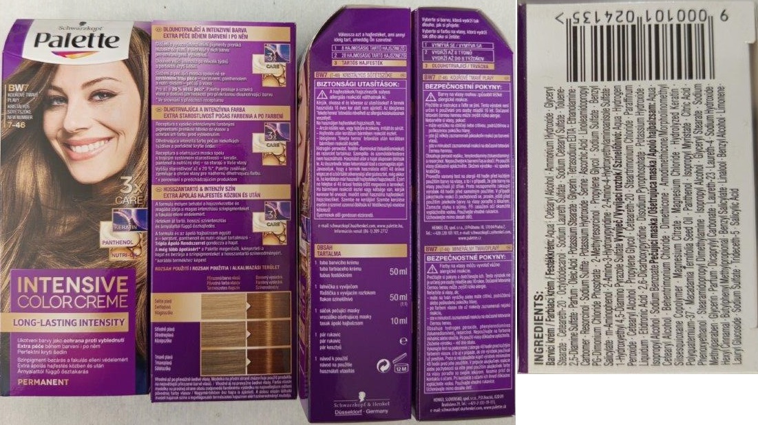 Schwarzkopf, Palette, INTENSIVE COLOR CREME, BW7 KOUŘOVĚ TMAVĚ PLAVÝ, 7-46 číslo šarže/ sp. do: 0820108287