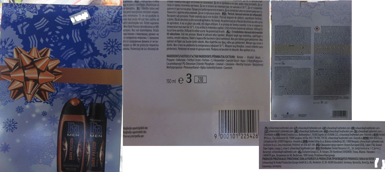 kosmetická sada Fa MEN DARK PASSION číslo šarže/ sp. do: neuvedeno