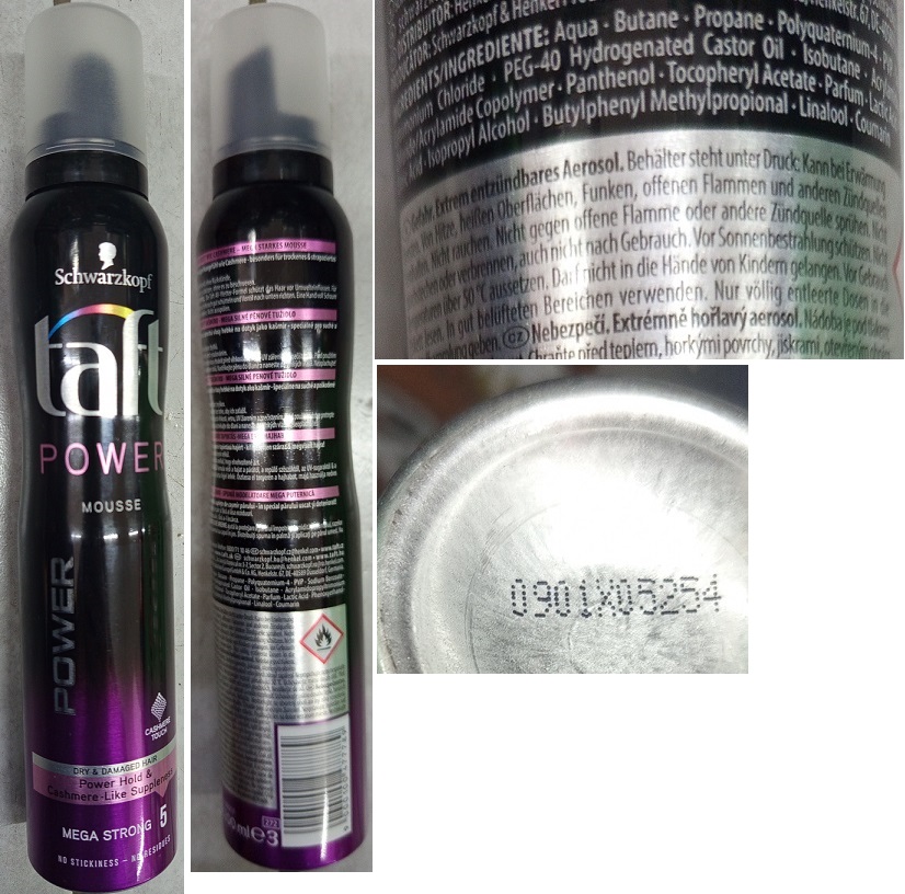 Schwarzkopf, taft POWER MOUSSE číslo šarže/ sp. do: 0901X05254, 2583217