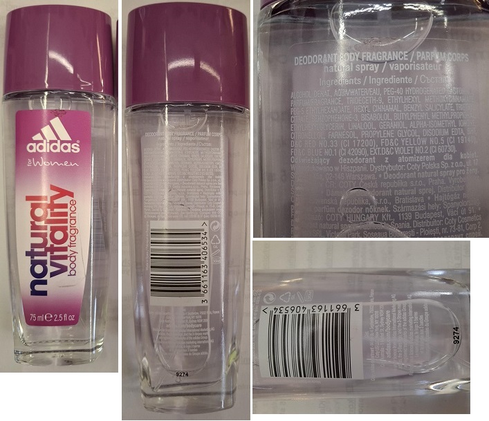 Adidas, for women, natural vitality, body fragrance, 75 ml číslo šarže/ sp. do: 9274