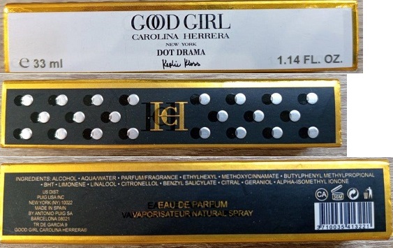 Nebezpečný výrobek - parfémová voda GOOD GIRL CAROLINA HERRERA NEW YORK, DOT DRAMA,