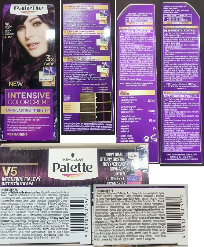 Schwarzkopf, Palette, INTENSIVE COLOR CREME, LONG-LASTING INTENSITY, V5 INTENZIVNÍ FIALOVÝ 6-99, 3x CARE