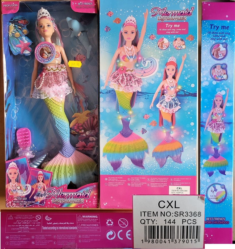panenka Mermaid, Lights & Music údaje na dolepené etiketě: CXL, ITEM NO: SR3368
