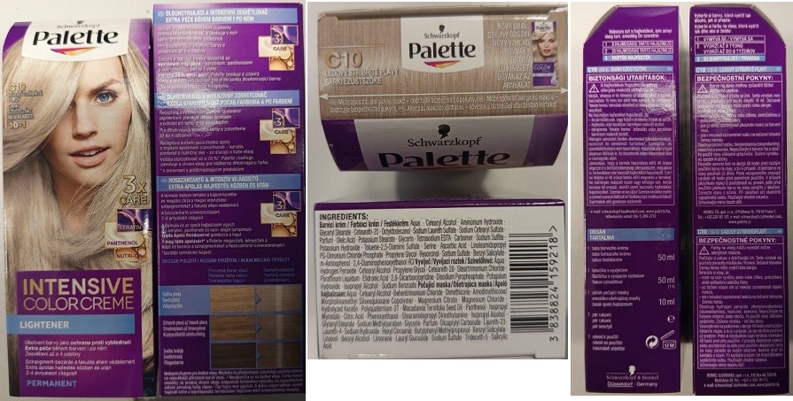 Schwarzkopf, Palette, INTENSIVE COLOR CREME, LIGHTENER, C10 LEDOVÝ STŘÍBŘITĚ PLAVÝ 10-1, 3x CARE