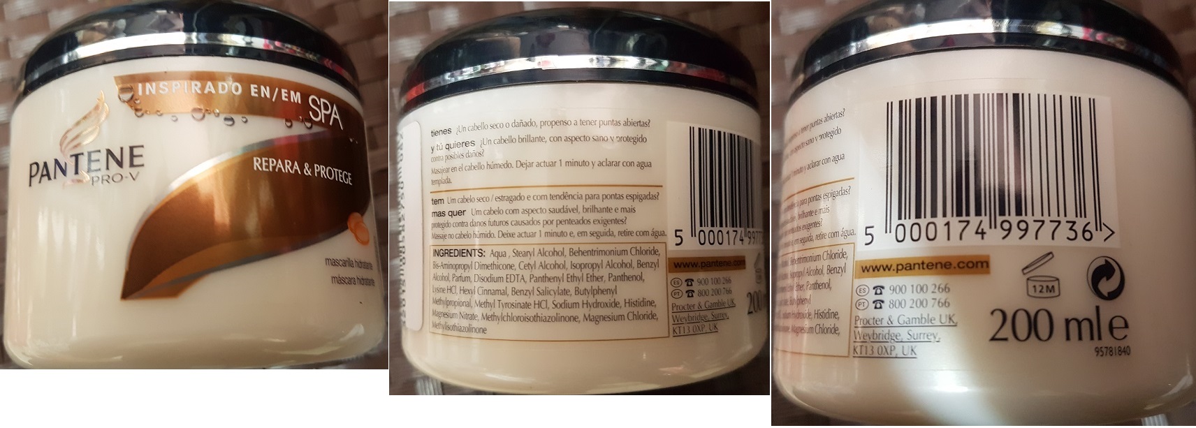 PANTENE PRO-V, INSPIRADO EN/EM SPA, REPARA & PROTEGE číslo šarže/ sp. do: 1235704350, 95781840