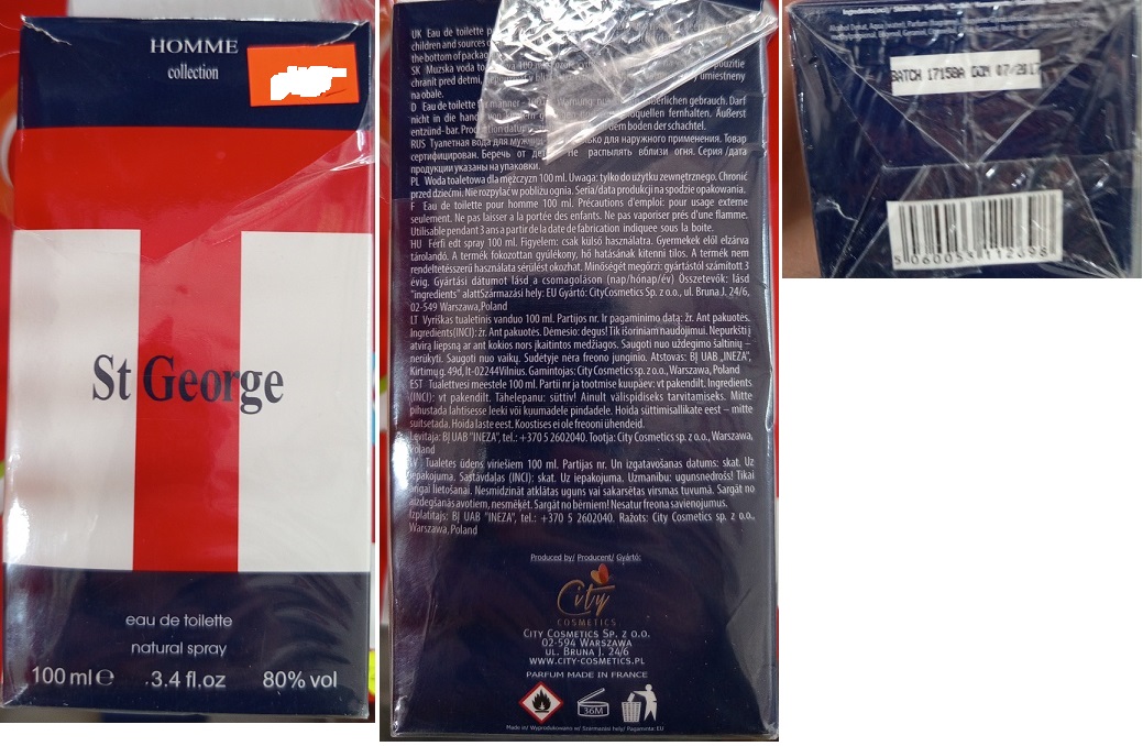 HOMME collection, St George, eau de toilette natural spray číslo šarže/ sp. do: BATCH 17158A DOM 07/2017