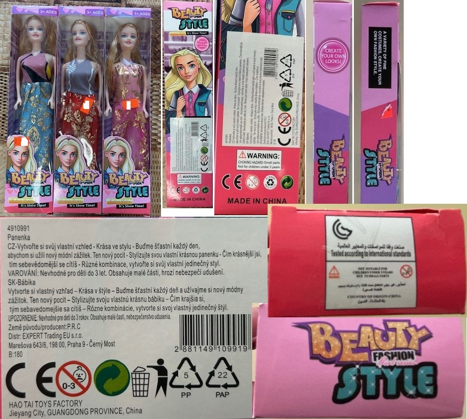 panenka Beauty FASHION STYLE údaje na dolepené etiketě: Panenka, 4910991, B:180