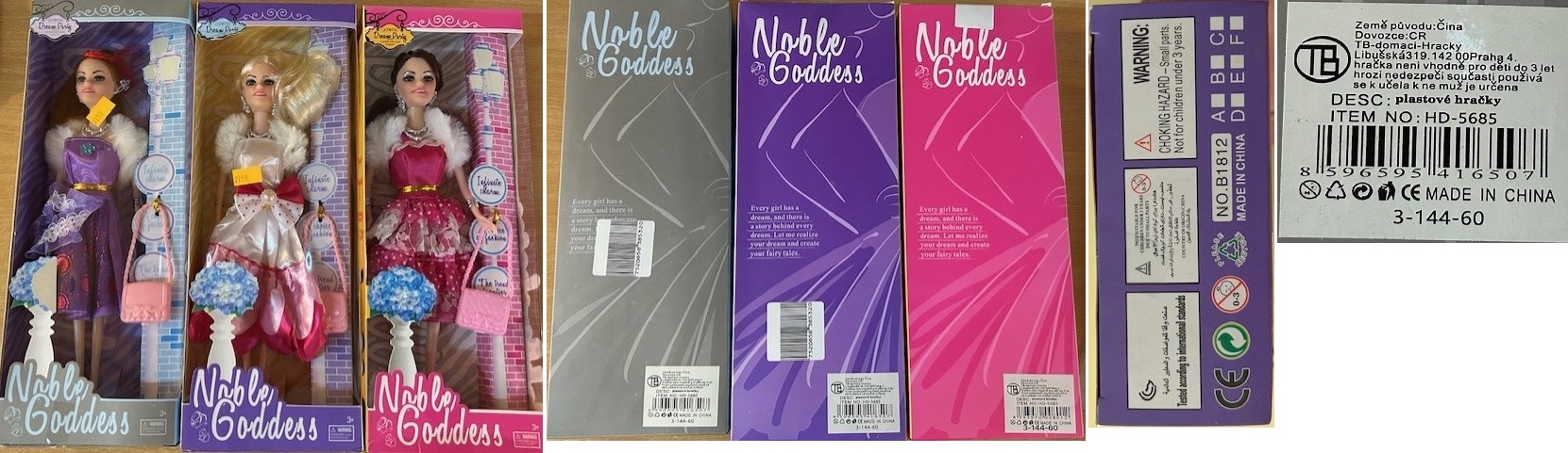 panenka Noble Goddess, NO. B1812 údaje na dolepené etiketě: DESC: plastové hračky, ITEM NO: HD-5685, 3-144-60